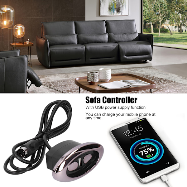 Elektrisk Recliner Controller 2 Knapp 5 Pin Hand Switch Controller för Lift Chair Elektrisk Soffa
