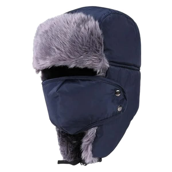 Trapper Hat Vinterhatte til Mænd Trooper Jagt Ski Hat Kvinder Øreklap Vindtætte Hatte Blå