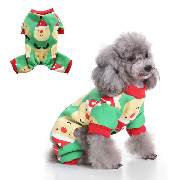 Hunde Julepyjamas Kæledyrstøj Hunde Julekostumer Hvalpe Jumpsuits (Grøn) L