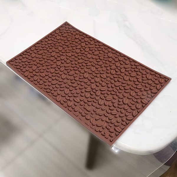 Halkskyddad koppmatta kaffeböna design skrivbord bar disk PVC-dyna för vattenavrinning filtrering brun
