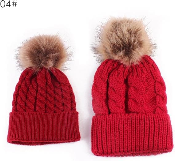 2-pack mössa mamma-bebis matchande mössa vintervärmare