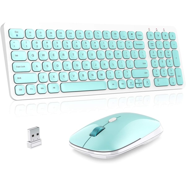 Trådlöst tangentbord och mus-kombination, Cimetech kompakt trådlöst tangentbord och mus-set med mindre brus, 2,4G ultratunn elegant design för Windows,