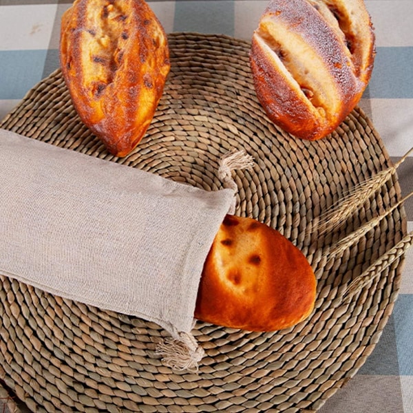 Återanvändbara Brödpåsar Linne, Hållbara och Andningsbara, Perfekt Present till Bagare, Livsmedelsgodkänd Foder, Multifunktionell Användning för Brödförvaring, 2 st