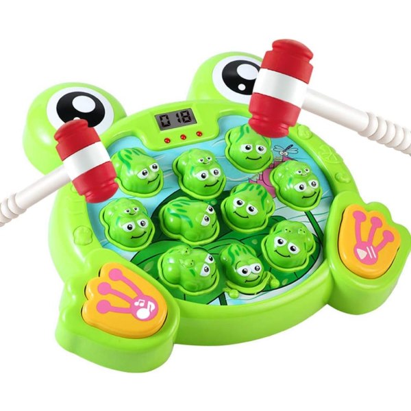 Interactive Whack A Frog-spel för pojkar och flickor 2 3 4 5 6 år gamla, småbarns leksaker för tidig utveckling, roliga och lärande presenter för barn(groda)