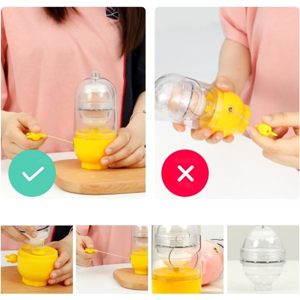 TAIZER Manuell Äggskakare 2 st Äggrörare Shaker Handdriven Visp Gyllene Äggmaskin Ägg Äggula Mixer Köksredskap Äggskakare Shaker för