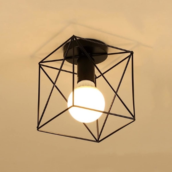 Halvinfälld taklampa för inredning, högkvalitativ metall, lång livslängd, retro svart industriell med enkel installation (2-pack)