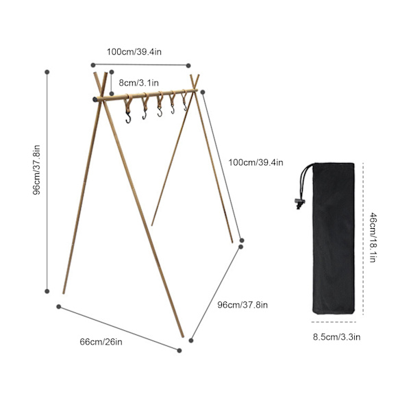 Lätt camping hängande rack krok design aluminiumlegering utomhus camping hängande rack för grillfest picknick