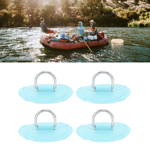 D-ring lapp rund lätt D-ring PVC lapp för uppblåsbar båt surfbräda Stand Up Paddleboard 4 st mintgrön