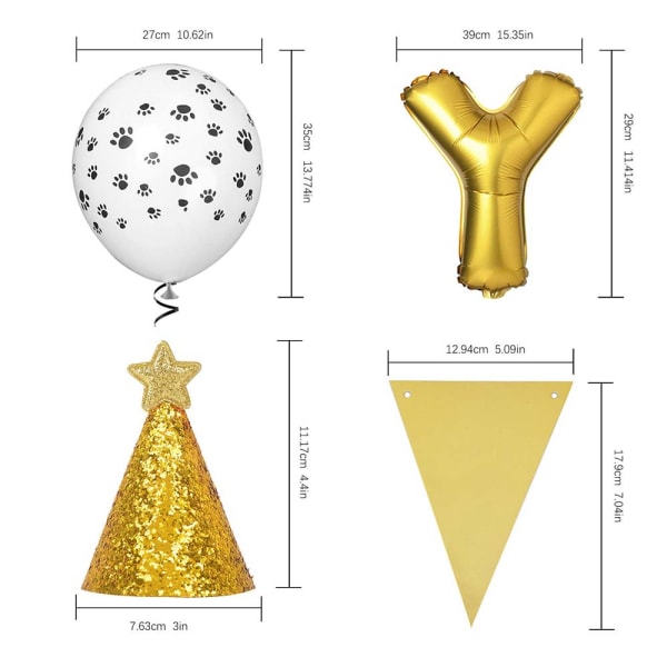 Födelsedagsfest Ballonger Banner (3D Guldbokstäver)Uppblåsbar Fest Dekor och Evenemangs Dekorationer för HUNDAR och KATTER | Återanvändbar, Ekovänlig Kul-Med Födelsedag