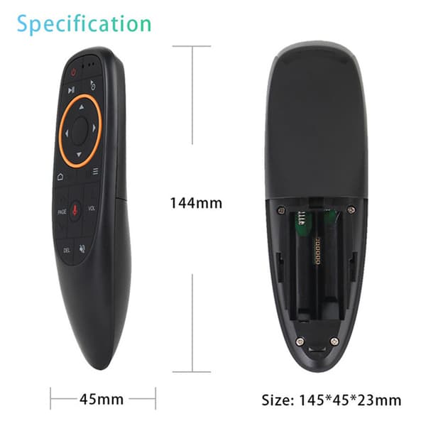 Smart Stemmefjernbetjening, 2.4G og Bluetooth 5.0 Dobbeltforbindelse til Android TV-boks, med bred kompatibilitet, sort