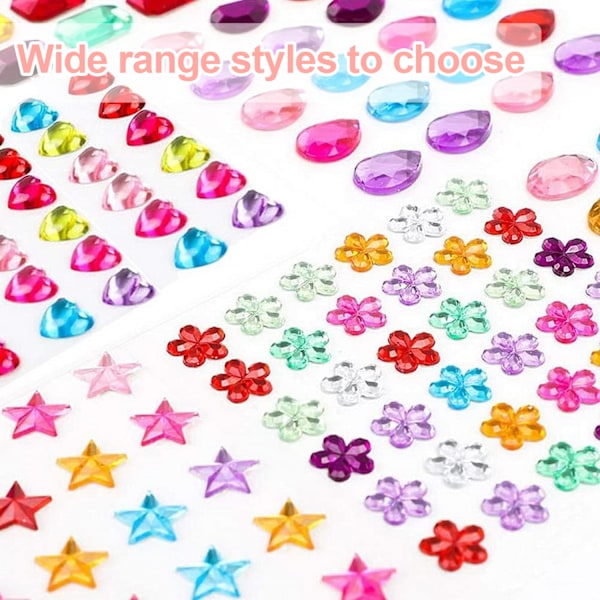 DIY Ansiktsstenar för Iögonfallande Smink, 8 Ark Multi-Tillfällen Tillbehör med Kristalldesign för Glittereffekt, Lämplig för Festivaler Fester
