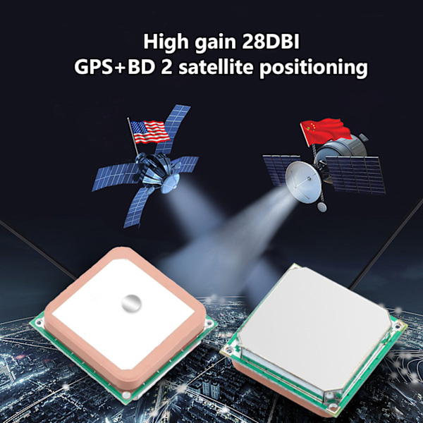 2 st GPS Keramisk antennpositionering BD 2 frekvenser Inbyggd aktiv 28DBi hög förstärkningsmodul