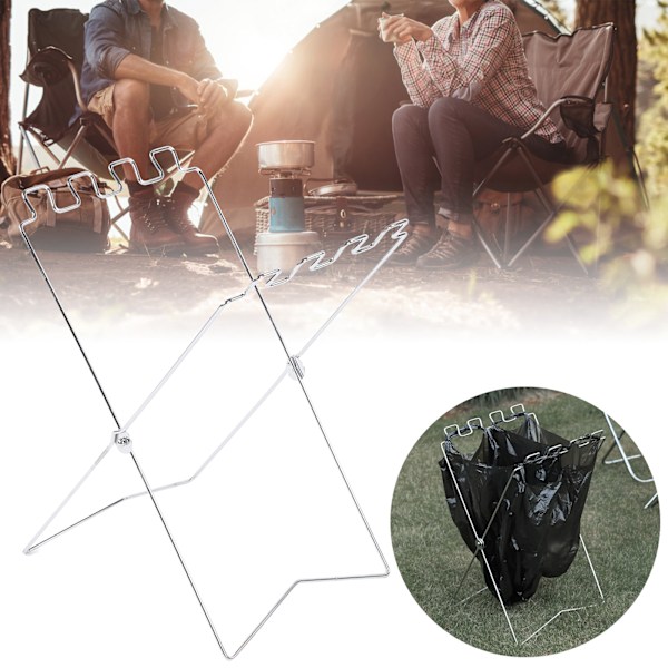 Utomhus bärbar sopsäckställ hopfällbart sopstativ för camping picknick BBQ