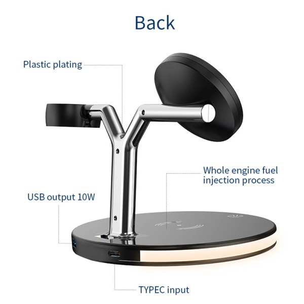 Magnetisk trådlös laddningsstation 3 i 1 snabbladdare