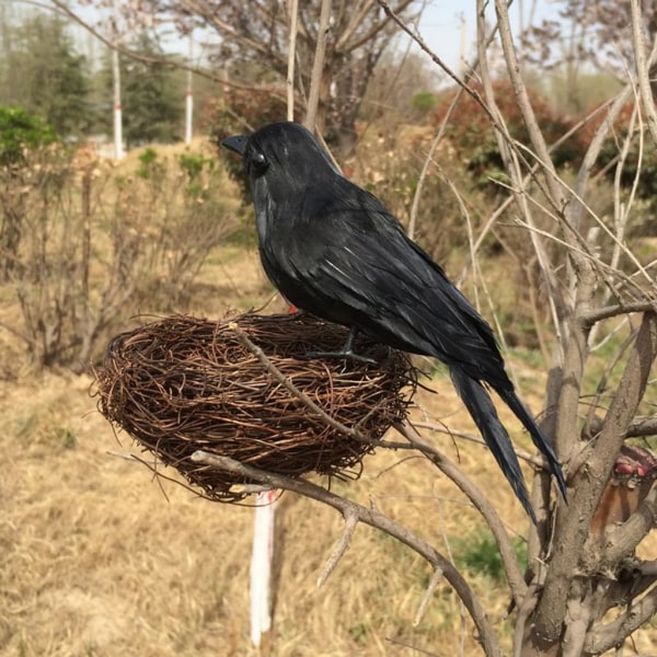 6 x Halloween Dekoration Kråka Artificiell Raven Kråka Med Fjädrar Svart Fågel