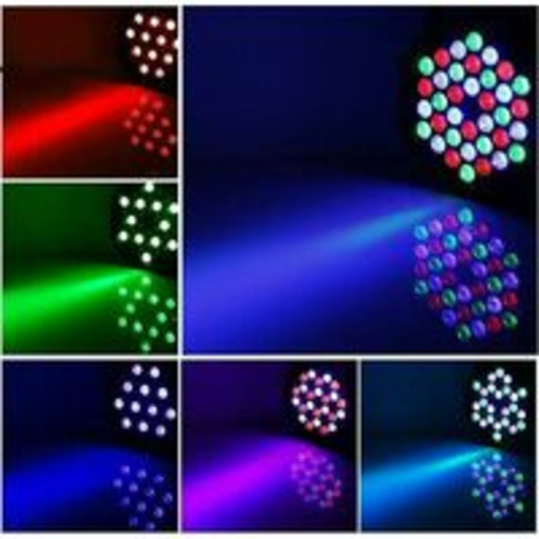 Enkel strålkastare 36 LED-strålkastare, PAR-strålkastare, diskolampa, DJ-strobeljus, scenbelysning, lampa, RBG-mixer, 36 W, DMX-ingång/utgång enkel