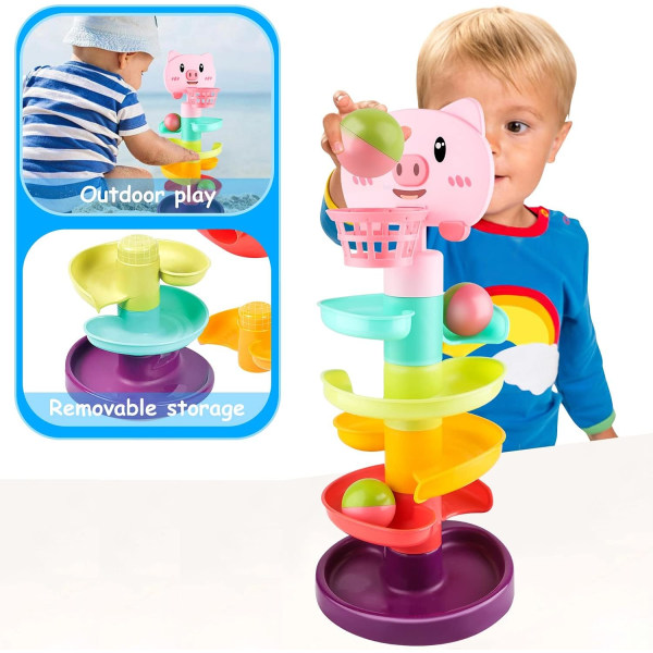 Boll Drop and Roll Swirling Tower för Baby och Toddler Development Toys, Utvecklande pedagogiska leksaker, Perfekt som present
