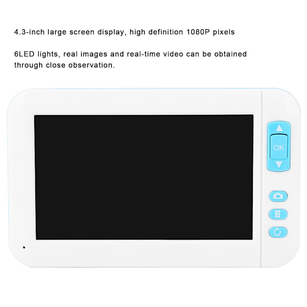 4,3 Tums Skärm Visuell 1080P 3,9mm 6LED Öronendoskop Otoskop Öronrengöringsverktyg
