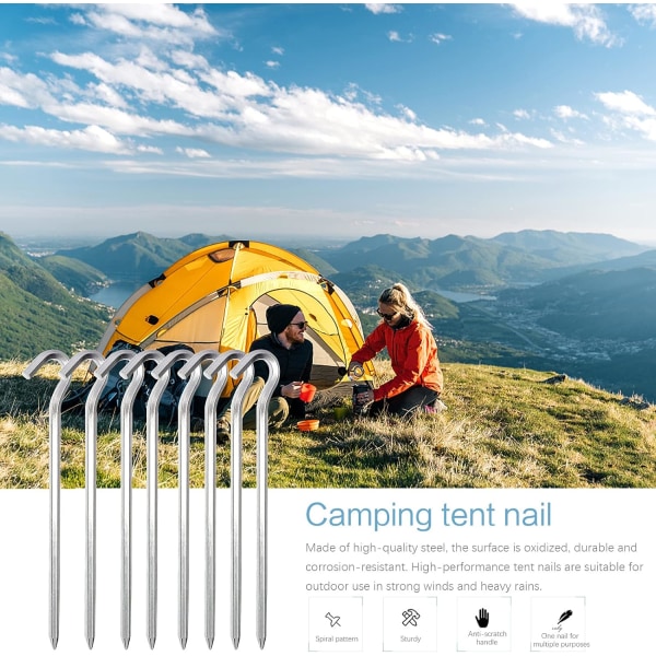 Tältpinnar i aluminium, 18 stycken 18 tältpinnar tältkrokar tältpinnar hård mark tältpinnar campingpinnar camping, för trädgårdstält camping
