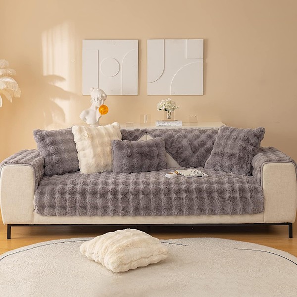 Kanin Plysch Soffa Överdrag L Form 1/2/3/4 Sits Soffa Överdrag Hörnsoffa U Form, 2023 Ny Universal Halkskyddad Soffa Skydd, Super Mjuk Soffa Överkast Gjort