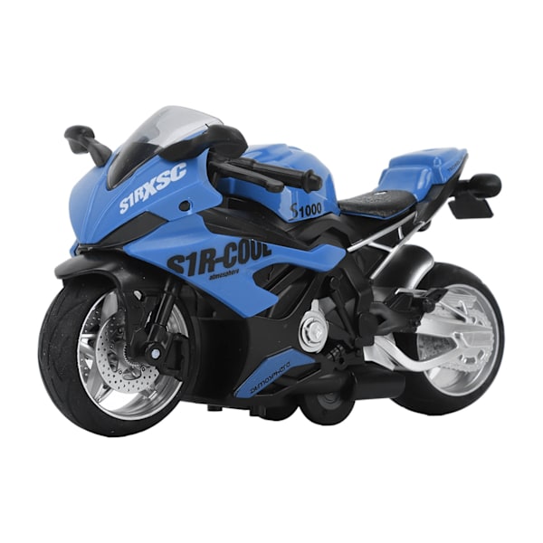 Barn Dra Tillbaka Motorcykel Leksak Ljud Ljuseffekter Hög Simulering Legering Motorcykel Modell Blå