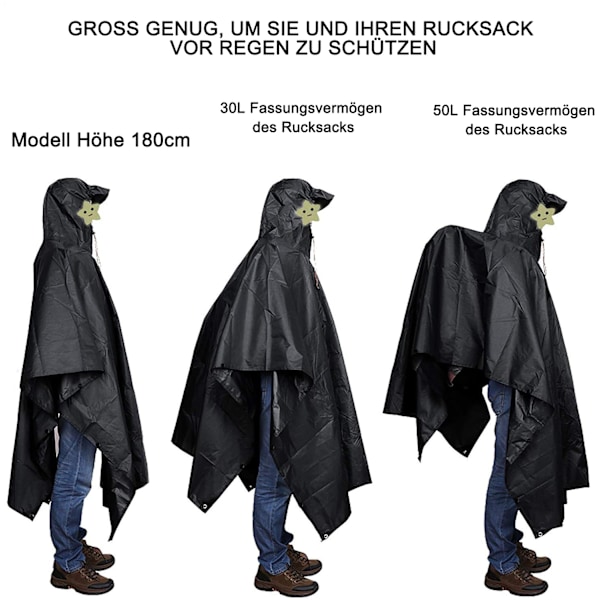 Lättvikts Vattentät Regnjacka Återanvändbar Ripstop Andningsbar Flerfunktionell Regnrock Fällbar Skyddande Presenning Perfekt för Utomhusbruk