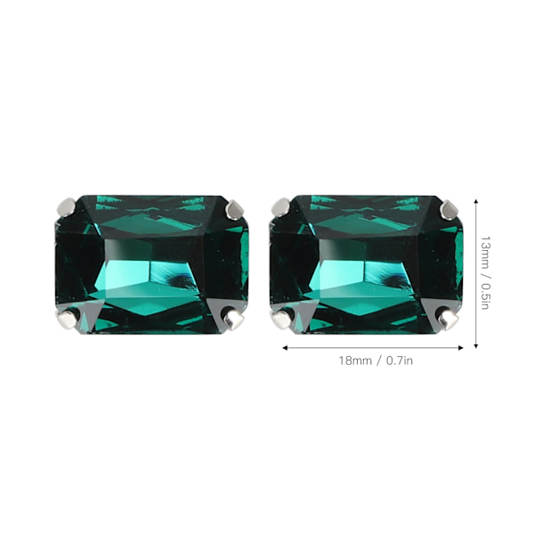 20 st DIY klodiamanter bröllopsklänning retro mode hantverk glas kläder dekorationer 13 x 18 mm smaragdgrön rektangel glas klo diamant