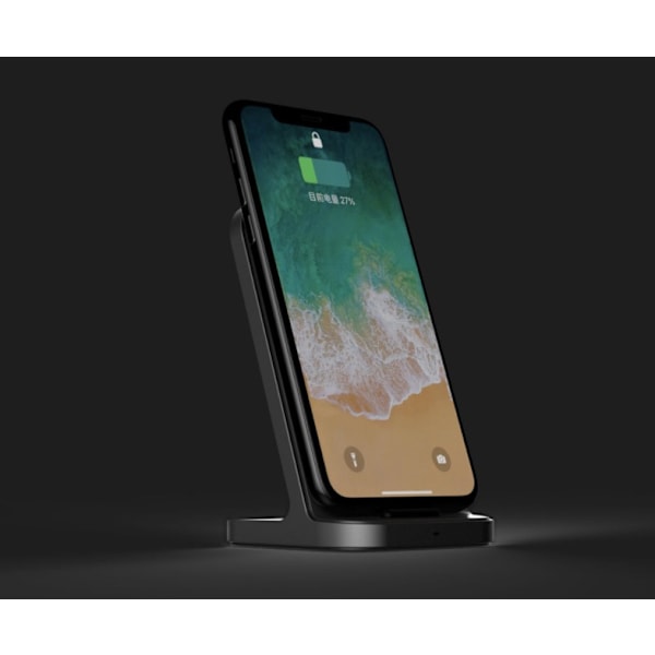Mobiltelefon Trådlös Laddare Vertikal Skrivbordsställ Qi Certifierad Snabbladdning Brett Anpassningsområde