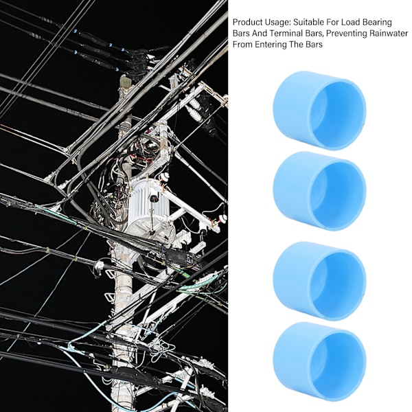 100 st ändkåpor högspänningspuls elektroniskt stängselsystem spänningsstång regnskyddskåpa terminalstång vattentät kåpa blå 21 mm / 0,8 tum