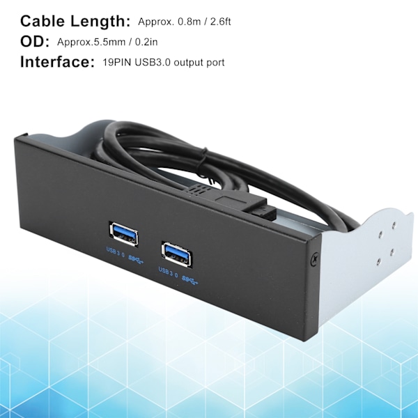 Ultrasnabb Dubbel USB 3.0 Hubb Adapter För Frontpanel, Supersnabb Dataöverföring 5Gbps, Skyddsfilm Säkerställer Repfri Montering, Moderkort