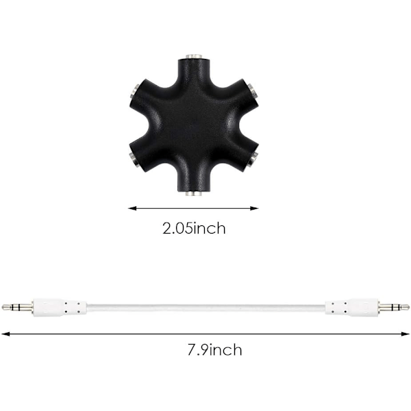 Multi-Headset Hub, Portabel 3,5 mm Hörlursdelare Adapter, Stereo Audio för Samtidig Anslutning av Flera Enheter