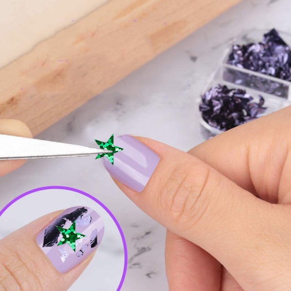 Färgglada Maple Leaf Paljetter Laser Nails Glitter Dekoration Crop
