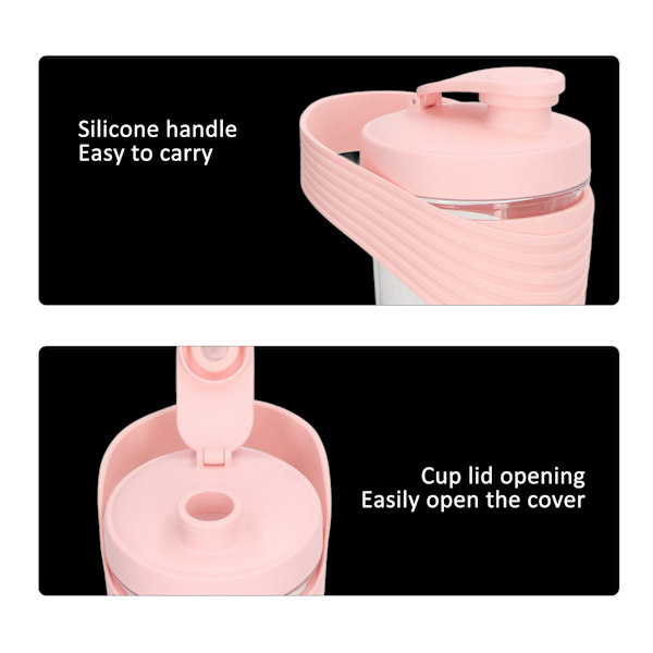 Shakerflaska USB Uppladdningsbar Kraftfull Silikon för Protein Kaffe Mjölkshakes 800ML Rosa