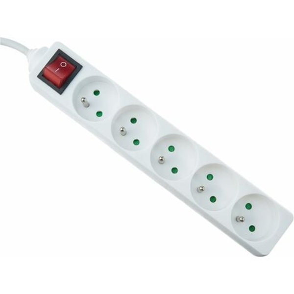 5-uttag Eluttag, Flera Uttag - 5-uttag Eluttag + Strömbrytare, Eluttag Förlängning - 5P / 16A / - Vit - 3M