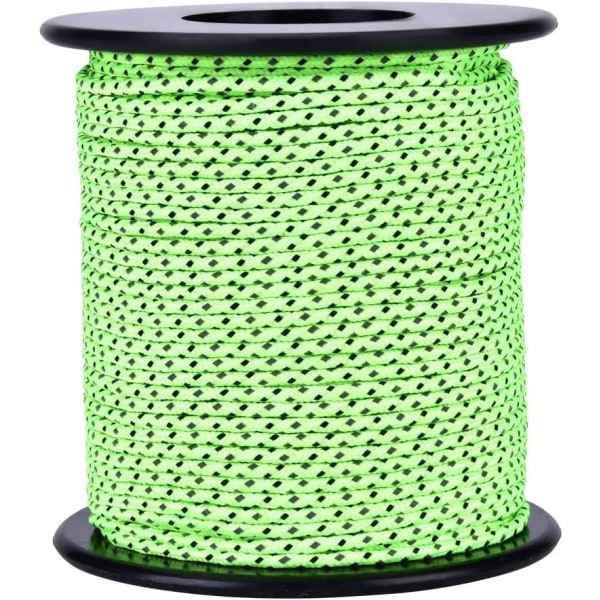 Tält Rep Ljus Paracord Rep Tält Rep 50m Reflekterande Polyester Rep Paracord Rep Tält Guyline för Camping Tält Utomhusförpackning, Grön QttvbTna