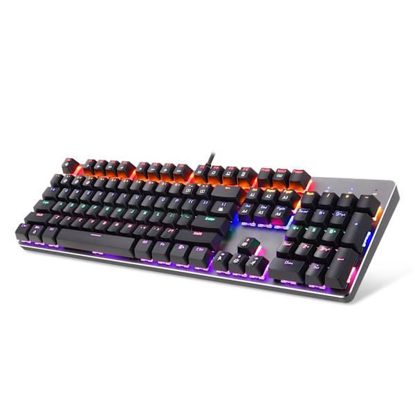 RGB Mekanisk Gamingtangentbord, LED Rainbow Bakgrundsbelyst, Blå Mekaniska Brytare USB Trådbundet Datortangentbord med För Flera Enheter Mobil PC Laptop