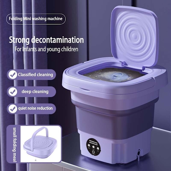 Mini Tvättmaskin för Lätta Kläder, Vikbar Bärbar Tvättmaskin, Centrifugeringsfunktion Med Torkkorg, Idealisk För Babykläder, Underkläder Och