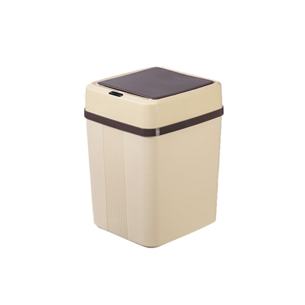 12L Smart Sensor Sopcontainer med Stabil Tätning, Enkel Design Automatisk Sensor Soptunna för Hemmet Khaki Batteridriven