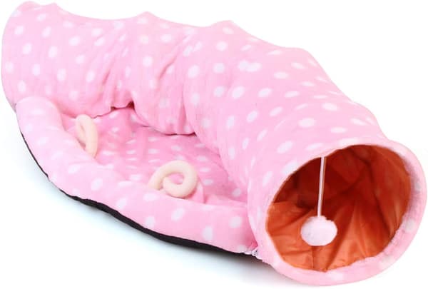 Kattunnel Leksaker Kattsängar Rör Vikbara Husdjurstunnlar, Rosa