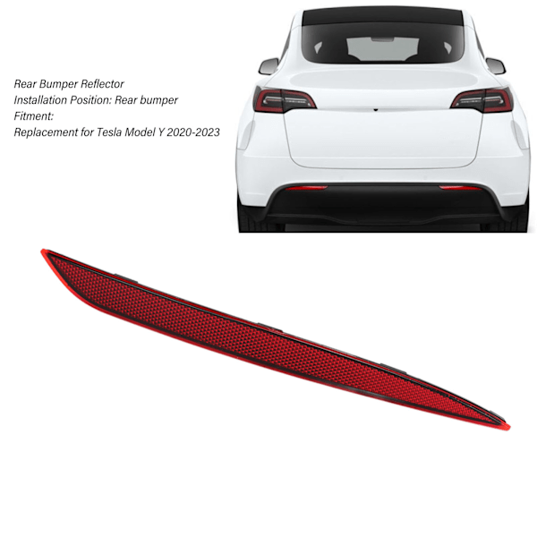 Bakre stötfångare reflektor röd lins bil bakre reflektor ljus ersättning för Tesla Model Y 2020 till 2023 Höger OE: 1495818 00 C
