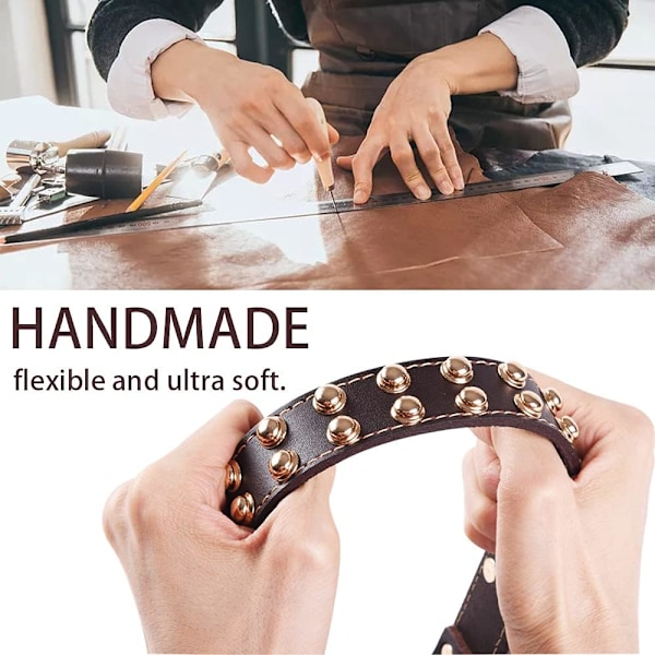 Elegant Hundhalsband, Äkta Läder för Små Raser, Guldfärgad Legering &amp; Robust Kopplingsring, Justerbart, Komfort &amp; Hållbarhet för Din