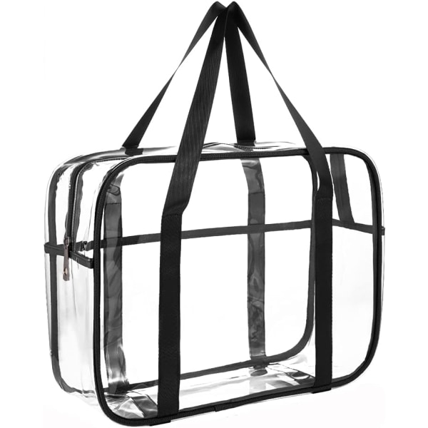 Genomskinlig kosmetikaväska Transparent Tote Bag Tjock PVC Dragkedja Toalettväska Bärbar Vattentät Makeup Artist Stor Väska Blöja Axelväska Strandväska