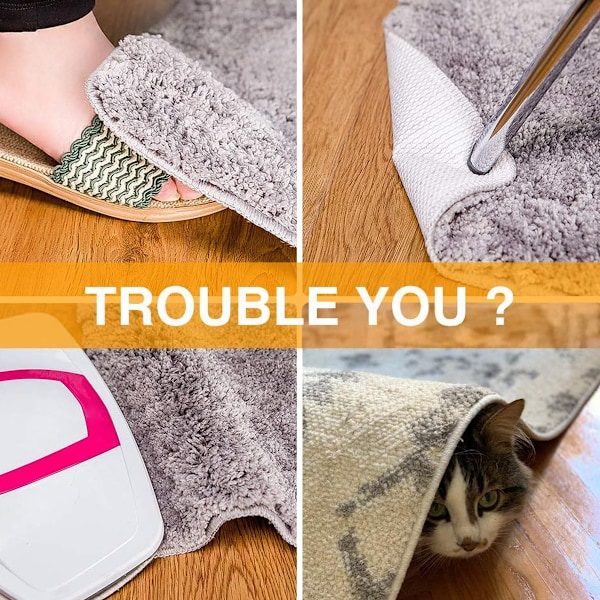 Förpackning med 4 bitar mattgripare Halkfri, tvättbar mattgripare 4 $ Förpackning med anti-curling anti-slip matta 4 $ förpackning vit fyrkantig matta