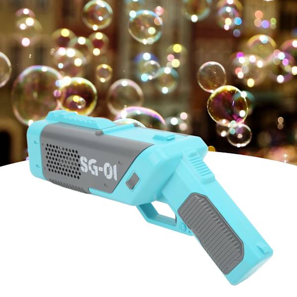 Bubbelmaskin med lampor Kraftfull motor Bärbar Automatisk bubbelmaskin för barn över 3 år för fester Ljusblå