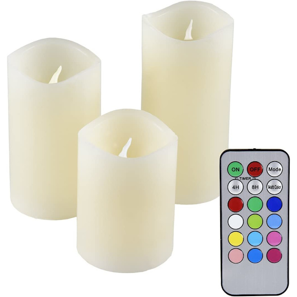 Set med 3 simuleringsljus med fjärrkontroll och färgväxlande LED 48