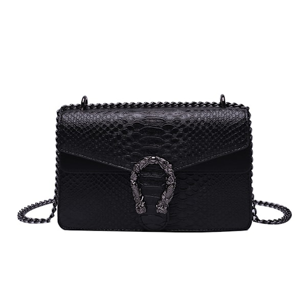 Axelremsväska Dam Läder Handväska Liten Axelremsväska Kedja Crossbody Väska Mode Ormtryckt Kvällsväska med Justerbar Rem
