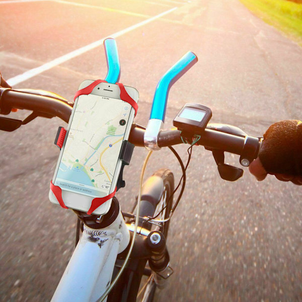 Cykelhållare för telefon, motorcykel, utomhuscykling, bekväm, fallskydd, GPS-stativ (röd)
