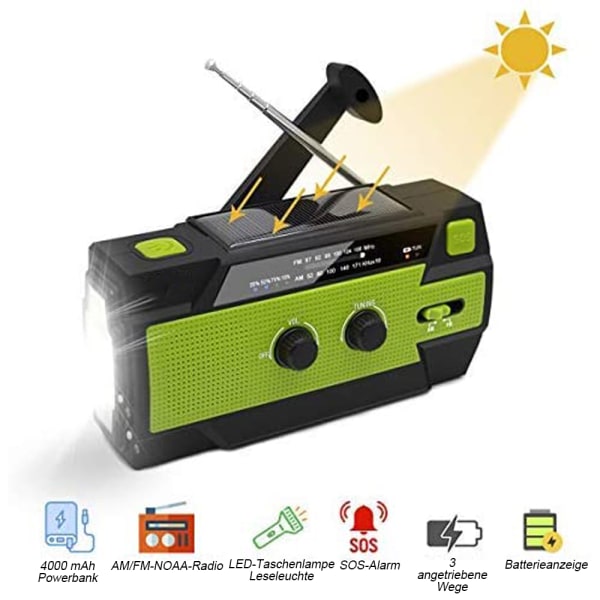 Solar Radio, Dynamo Radio med AM / FM, Integrerad 2000 mAh