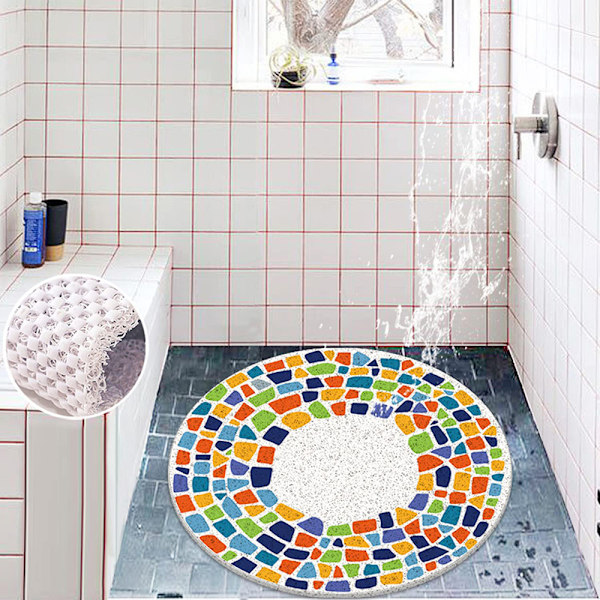 Säkerhetsduschmatta halkfri 90x90cm Mjuka bekväma badmattor med dräneringshål PVC Loofah duschmattor för våtutrymmen Snabbtorkande