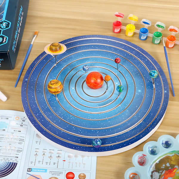 Bygg och måla solsystemet Interaktivt pedagogiskt DIY-montering Måla solsystemet för barn